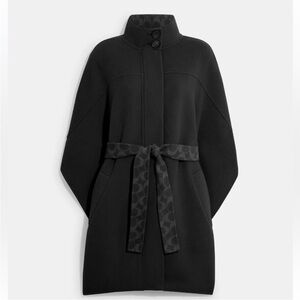 Coach Black and Dark Gray Signature Wool Coat